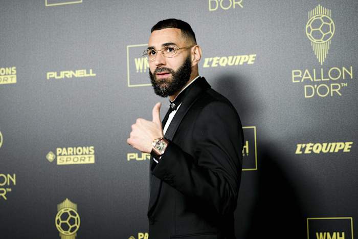 Karim Benzema pictured at the 2022 Ballon d'Or awards ceremony in Paris